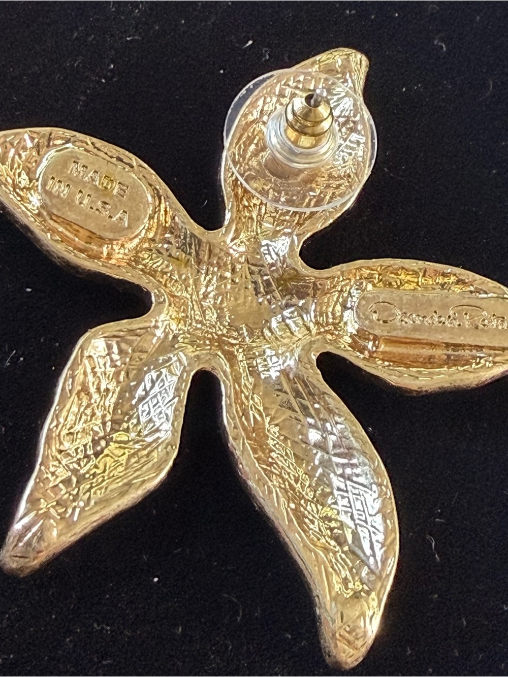Oscar de la Renta Golden Starfish Enamel & Sparkling Crystal Earrings ✨ Pierced - Picture 8 of 12